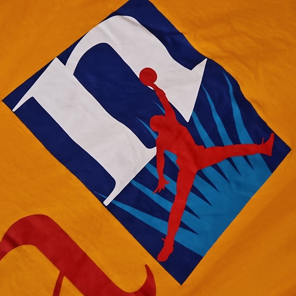 Air Jordan yellow orange short sleeve graphic tee XL Chicago Bulls GOAT MVP - Picture 3 of 8